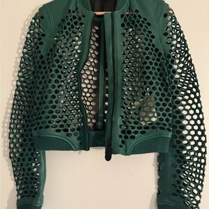 Burberry Green Mesh Leather Jacket
